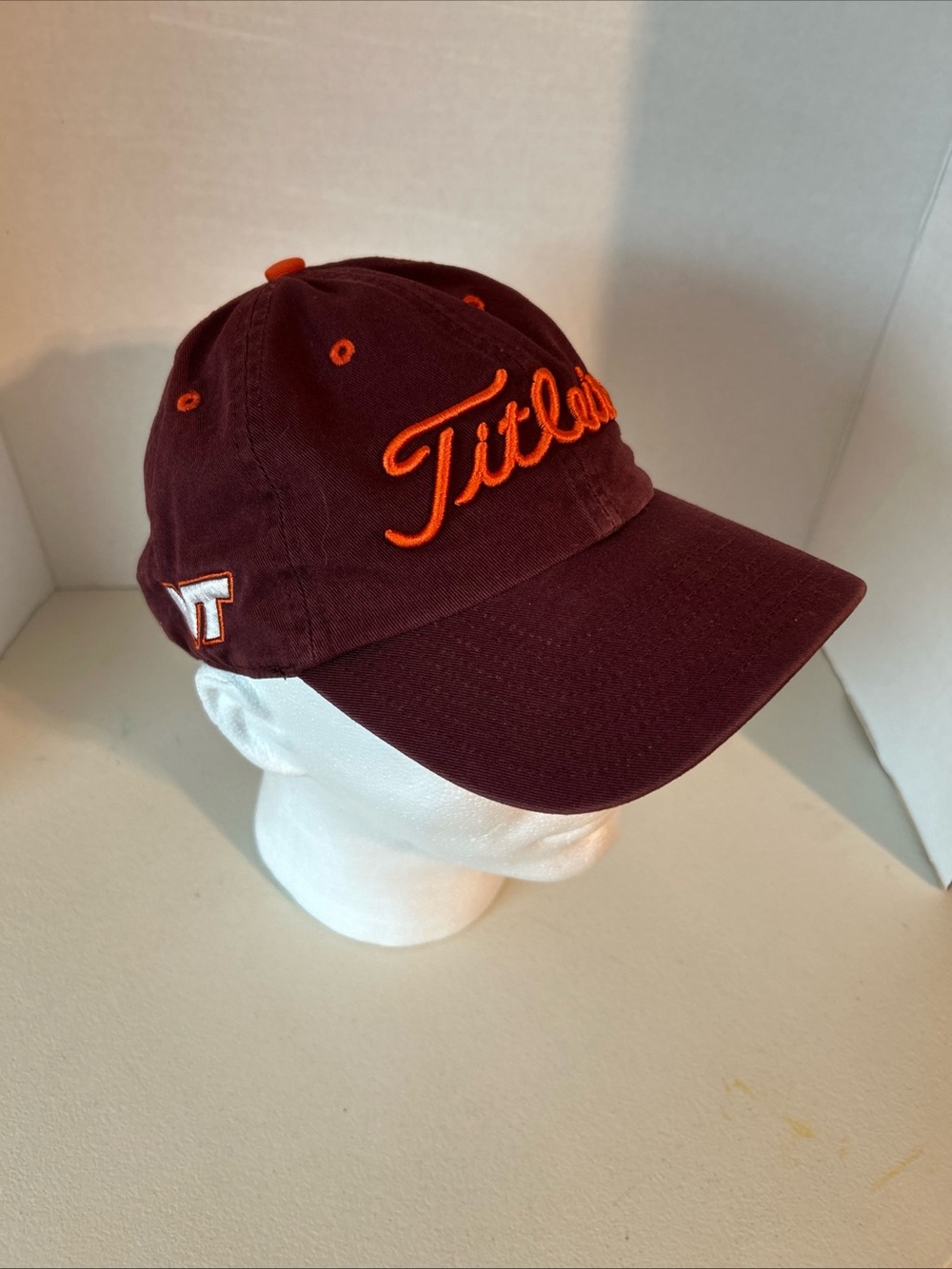 Titleist Virginia Tech Golf Baseball Maroon Cap with Orange Script Logo